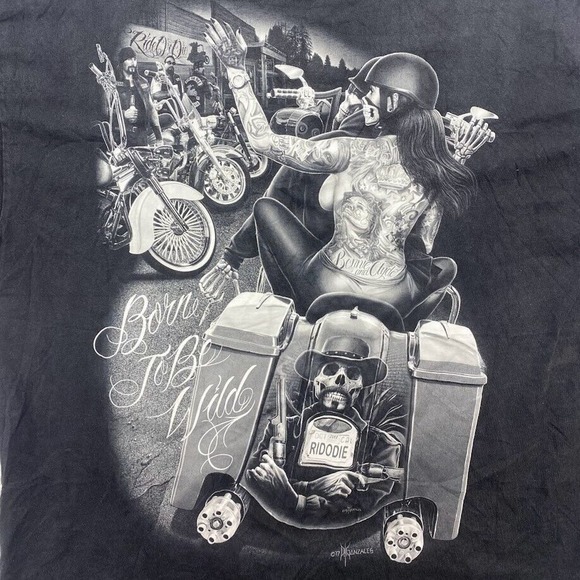 Born To Be Wild Ride or Die Graphic Tee Thrifted Vintage Style Size 2XL - Picture 4 of 9